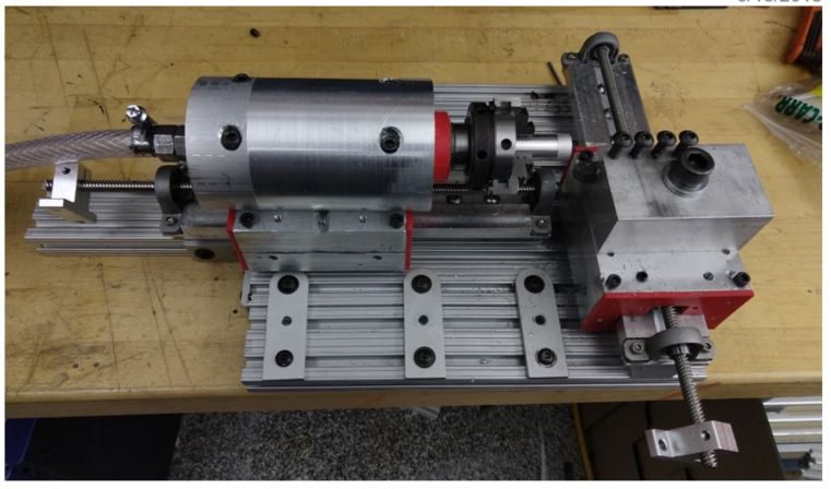 The completed T-based lathe